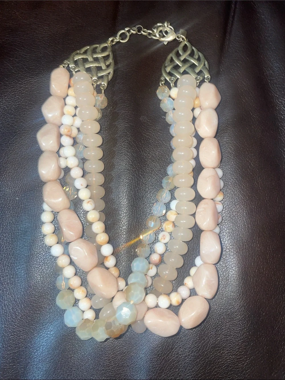 Banana Republic Multi-Strand Peach and Cream Bead Necklace